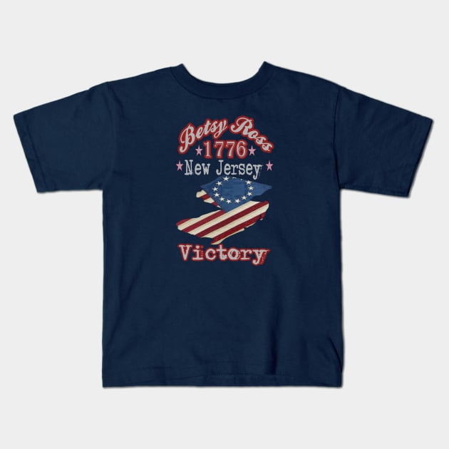 Retro Vintage Betsy Ross Flag New Jersey State 1776 Victory, Great Distressed Patriotic America Flag Gift Kids T-Shirt by Inspireshirt